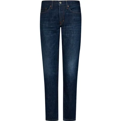 Slim Fit Blaue Jeans mit Vintage-Waschung - Tom Ford - Modalova