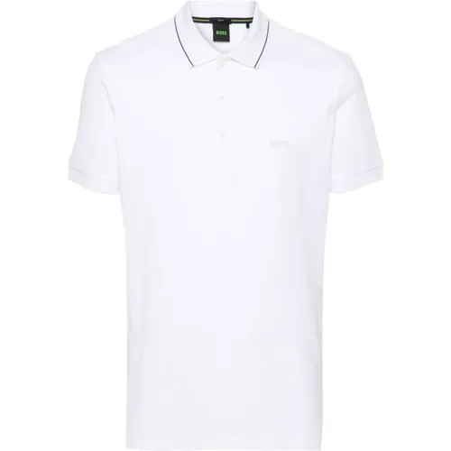 Weißes Poloshirt mit Streifen-Detail , Herren, Größe: 2XL - Hugo Boss - Modalova