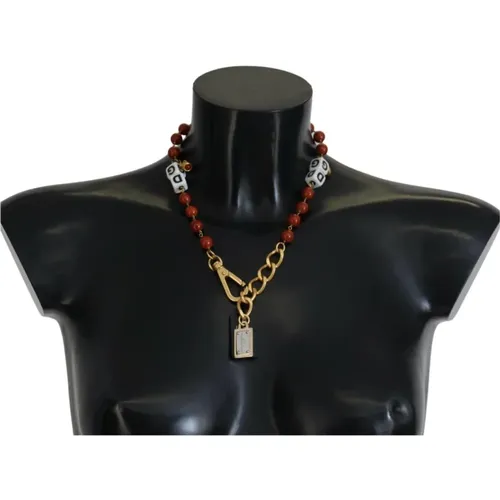 Gold Messing Perlen Hummer Halskette - Dolce & Gabbana - Modalova