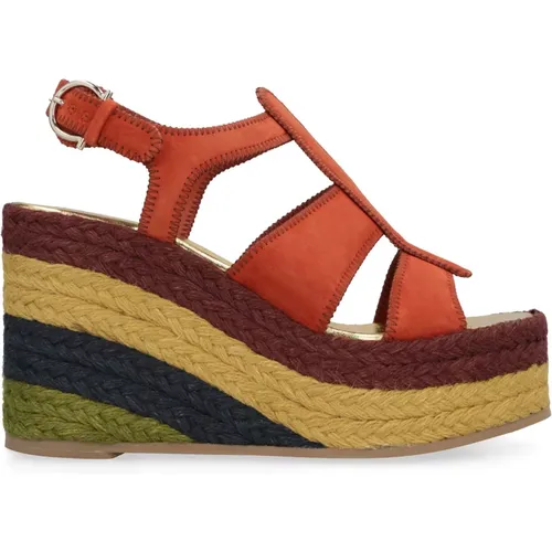 Jute Keil Espadrilles mit Verstellbarem Knöchelriemen , Damen, Größe: 35 1/2 EU - Salvatore Ferragamo - Modalova