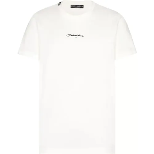 Cotton T-shirt with Front Logo , male, Sizes: L - Dolce & Gabbana - Modalova