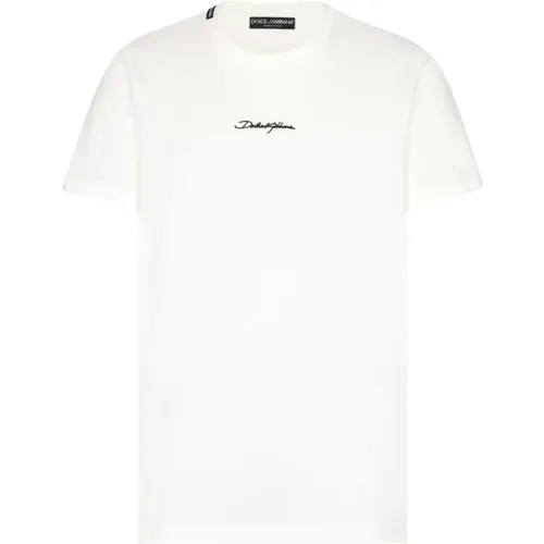 Cotton T-shirt with Front Logo , male, Sizes: S, L - Dolce & Gabbana - Modalova