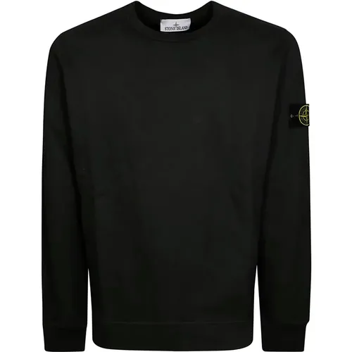 Rundhals-Sweatshirt Basic Style,Graue Pullover für Männer,Grauer Crew-neck Sweatshirt mit Abzeichen - Stone Island - Modalova