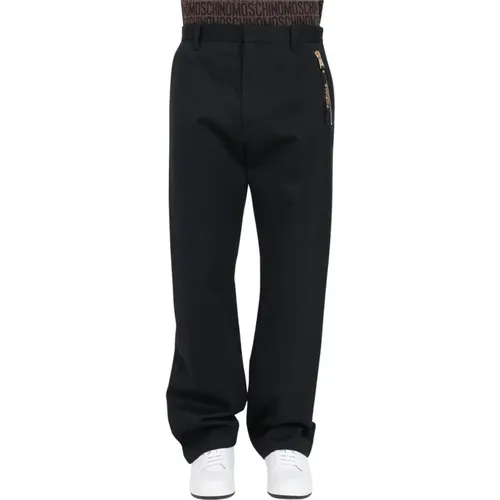 Trousers with Gold Details , male, Sizes: XL, L, M - Moschino - Modalova