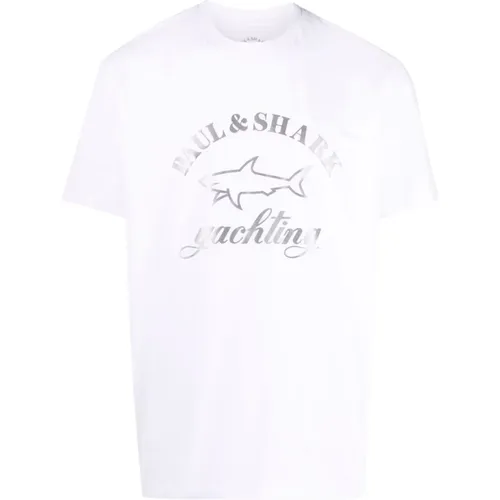 T-Shirt AUS Baumwolle , Herren, Größe: L - PAUL & SHARK - Modalova