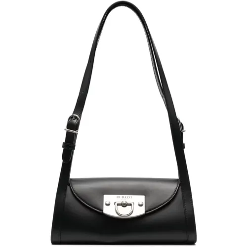Smooth Leather Shoulder Bag with Silver Hardware , female, Sizes: ONE SIZE - Durazzi Milano - Modalova