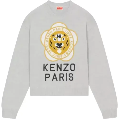 Grauer Logo Pullover,Tiger Academy Crew-neck Sweater - Kenzo - Modalova