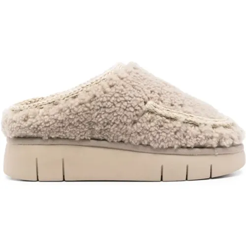 Grey Shearling Slip-On Sandals , female, Sizes: 6 UK, 4 UK, 8 UK, 5 UK, 7 UK, 3 UK - Mou - Modalova