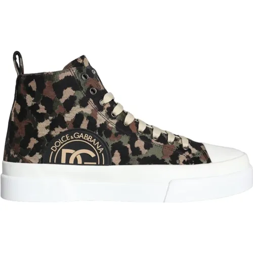 Camouflage High Top Sneakers , male, Sizes: 10 UK - Dolce & Gabbana - Modalova