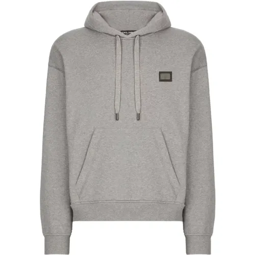 Graue Hoodie Pullover mit Logo - Dolce & Gabbana - Modalova