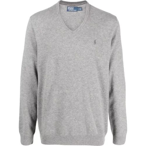 Grey Polo Pony V-Neck Sweater , male, Sizes: M - Ralph Lauren - Modalova