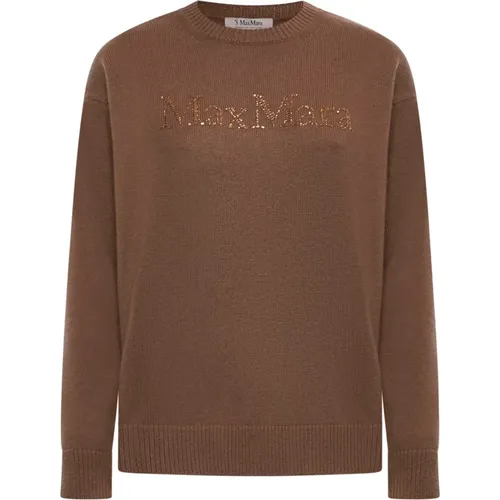 Kamelwolle Kaschmir Pullover mit Kristallen , Damen, Größe: XS - Max Mara - Modalova