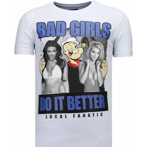 Bad Girls Popeye Rhinestone - Men T-shirt - 13-6210G , male, Sizes: L, M, XL, S - Local Fanatic - Modalova