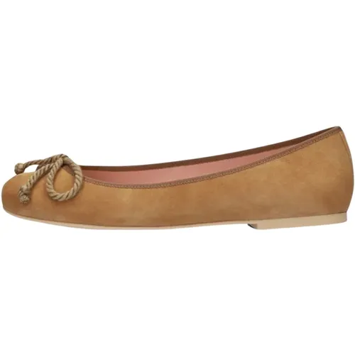 Braune Wildleder Ballerinas mit Schleife - Pretty Ballerinas - Modalova