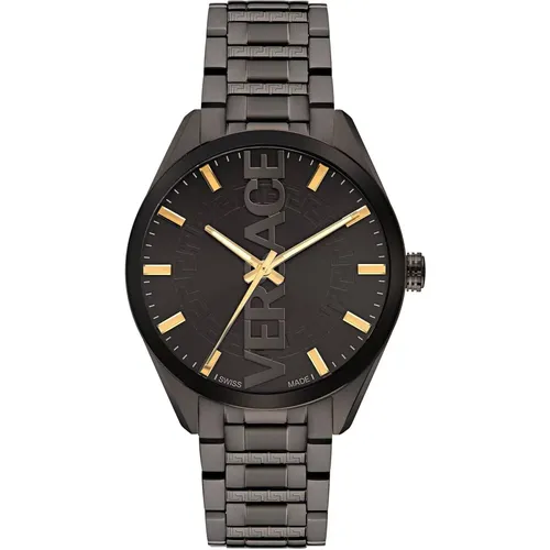 V-Vertical Stainless Steel Watch , male, Sizes: ONE SIZE - Versace - Modalova