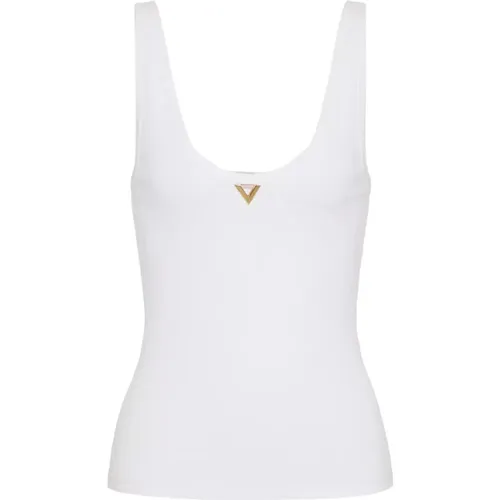 Elegantes Gold Logo Ärmelloses Top , Damen, Größe: XS - Valentino Garavani - Modalova