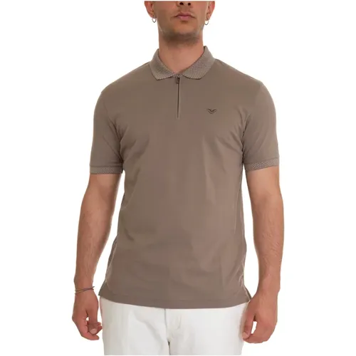 Kurzarm Polo Shirt mit halbem Reißverschluss - Emporio Armani - Modalova