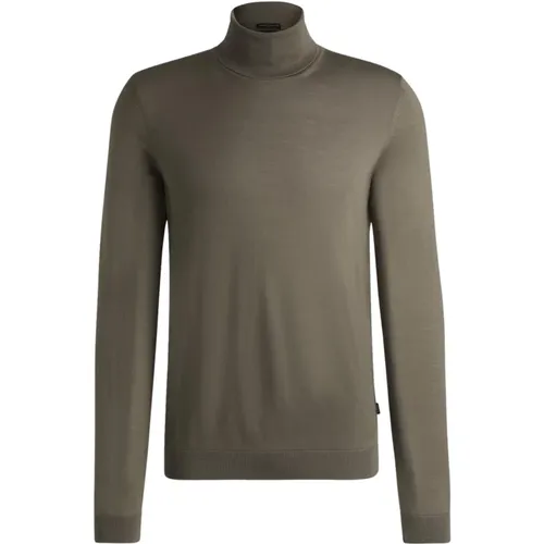 Grüner Slim Fit Wollpullover , Herren, Größe: L - Hugo Boss - Modalova