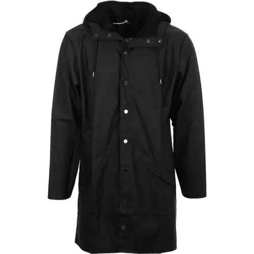 Blaue Lange Jacke Wasserdicht , Herren, Größe: M - Rains - Modalova