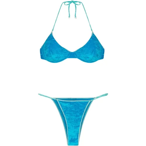 Verstellbares Brasilianisches Bikini-Set Blauer Samt , Damen, Größe: M - Me-Fui - Modalova