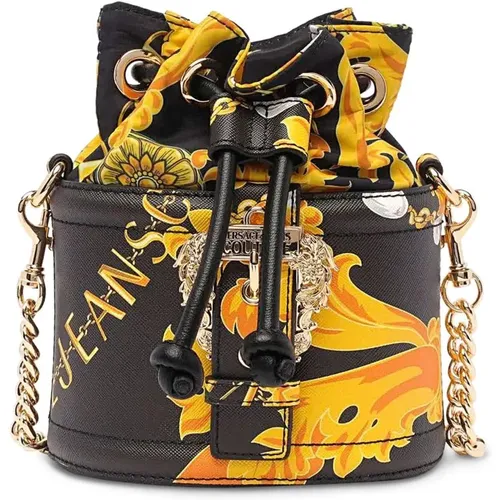 Baroque Print Chain Handle Bucket Bag , female, Sizes: ONE SIZE - Versace Jeans Couture - Modalova
