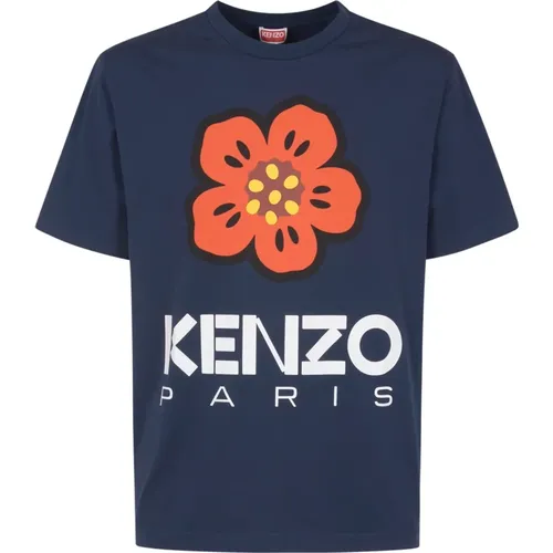 Blaues T-Shirt , Herren, Größe: S - Kenzo - Modalova