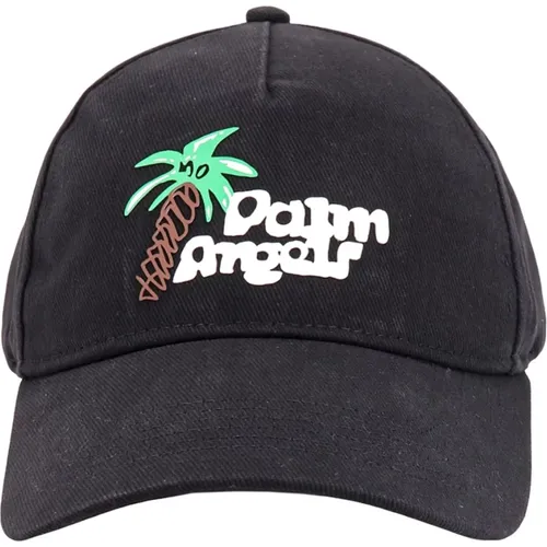 Schwarze Verstellbare Mütze mit Logo-Print , Herren, Größe: ONE Size - Palm Angels - Modalova
