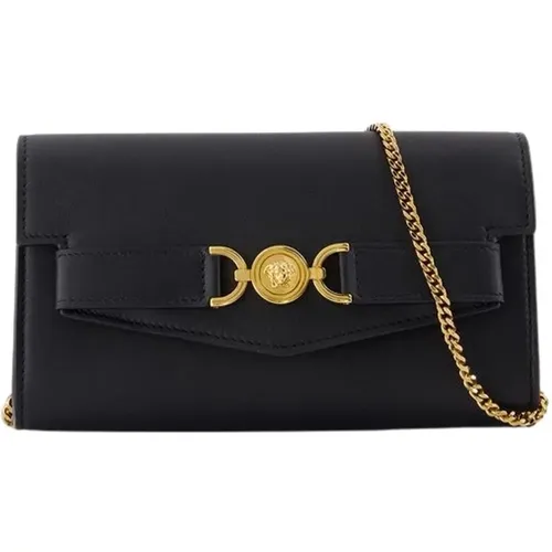 Leather Wallet On Chain , female, Sizes: ONE SIZE - Versace - Modalova