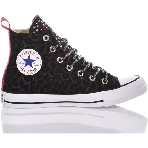 Handgefertigte Schwarze Rote Sneakers , Damen, Größe: 41 EU - Converse - Modalova