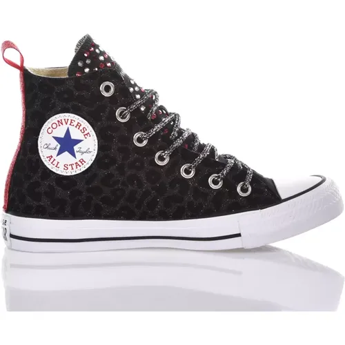 Handgefertigte Schwarze Rote Sneakers , Damen, Größe: 36 1/2 EU - Converse - Modalova
