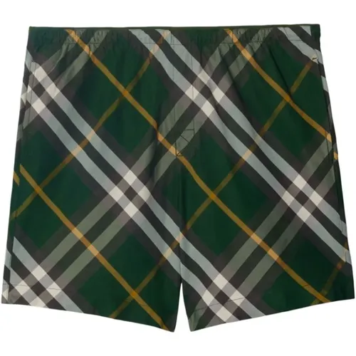 Grüne Karomuster Twill Weave Shorts , Herren, Größe: M - Burberry - Modalova