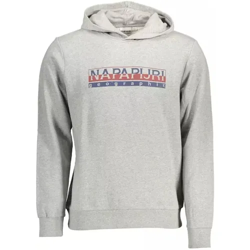 Cotton Hooded Sweatshirt with Logo Print , male, Sizes: M, XL, 2XL, L, 3XL - Napapijri - Modalova