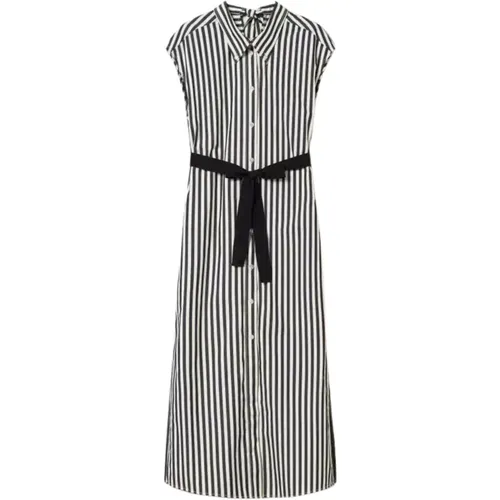 Striped Long Dress Chantilly/nero , female, Sizes: XS - Twinset - Modalova