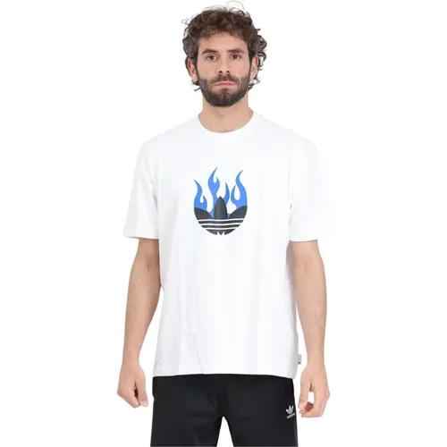 Weißes Flames Logo T-Shirt - adidas Originals - Modalova