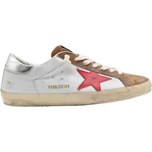 Superstar White Brown Red Silver Sneakers , male, Sizes: 9 UK - Golden Goose - Modalova