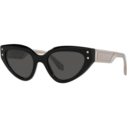 Schwarze/Graue Sonnenbrille , Damen, Größe: 52 MM - Bvlgari - Modalova