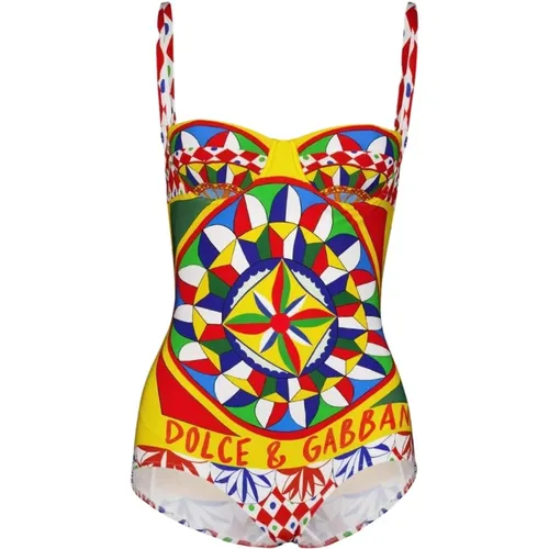 Print Balconette Swimsuit , female, Sizes: XS - Dolce & Gabbana - Modalova
