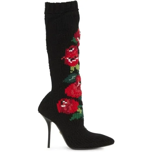 Wool Flower Boots , female, Sizes: 2 1/2 UK, 4 UK, 6 UK, 6 1/2 UK, 7 1/2 UK, 5 UK - Dolce & Gabbana - Modalova
