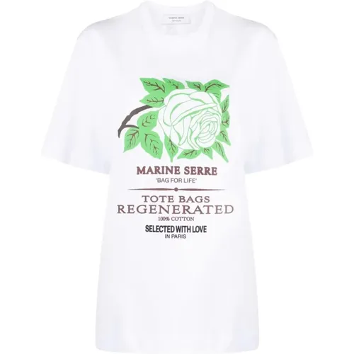 Rose print t-shirt , female, Sizes: S - Marine Serre - Modalova