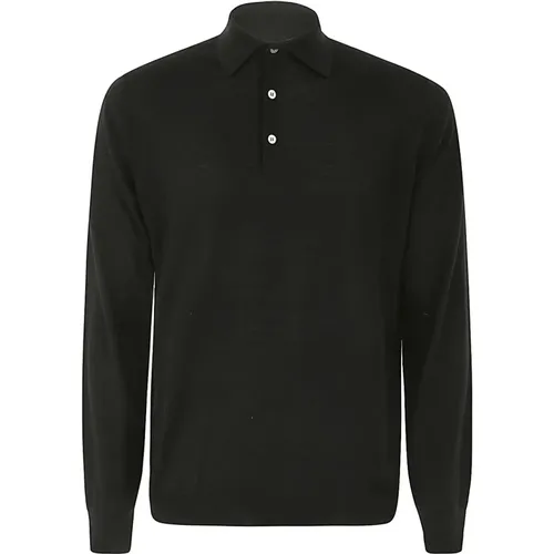 Polo Shirts,Marineblauer Langarm-Poloshirt - Filippo De Laurentiis - Modalova