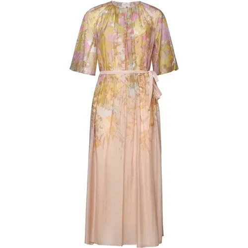 Floral Print Semi-Sheer Dress , female, Sizes: S - Forte Forte - Modalova