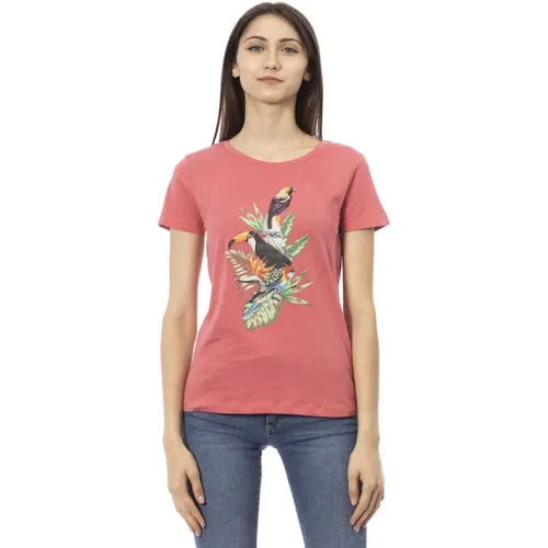 Kurzarm Rundhals T-Shirt , Damen, Größe: XS - Trussardi - Modalova