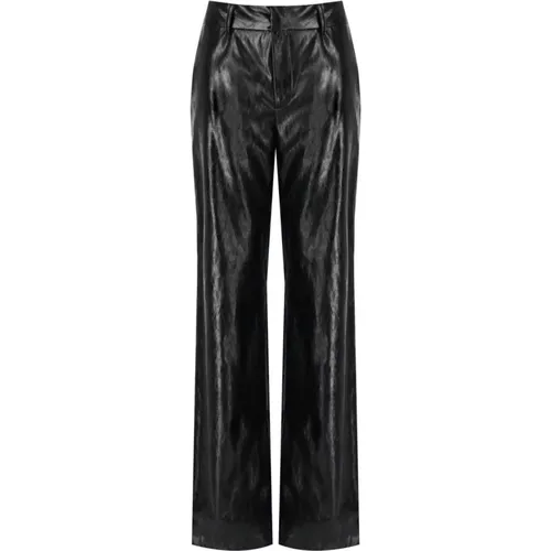 Schwarze Leder-Effekt High-Waist Hose , Damen, Größe: XS - Federica Tosi - Modalova