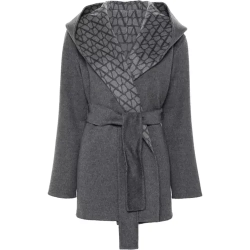 Grey Wool Blend Reversible Coat , female, Sizes: S, XS - Valentino - Modalova