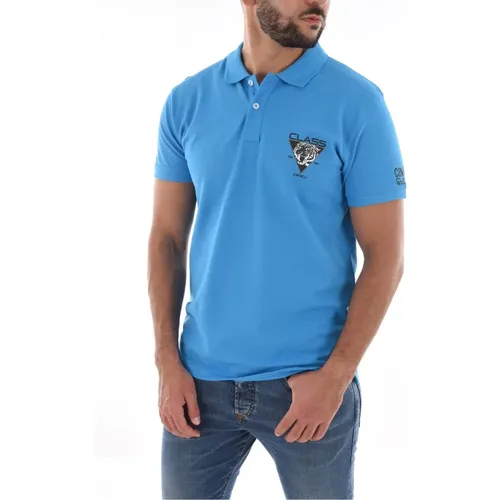 Blaues Polo-Shirt 100% Baumwolle , Herren, Größe: XL - Cavalli Class - Modalova