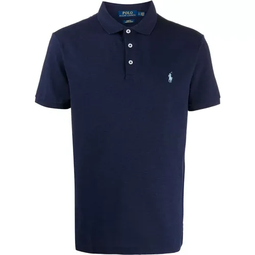 Blaues Polo-Shirt mit Logo aus Baumwollmischung , Herren, Größe: S - Ralph Lauren - Modalova