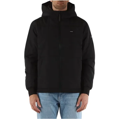 Quilted Hooded Jacket with Logo Patch , male, Sizes: L, XL, 2XL - Calvin Klein - Modalova