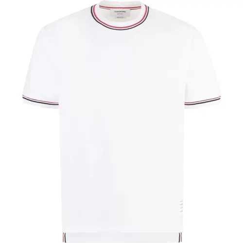 Weißes Baumwoll-T-Shirt mit Rippbündchen - Thom Browne - Modalova