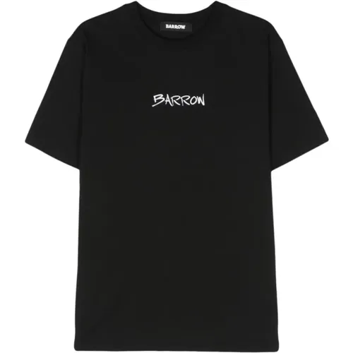 Schwarzes lässiges T-Shirt , Damen, Größe: M - Barrow - Modalova