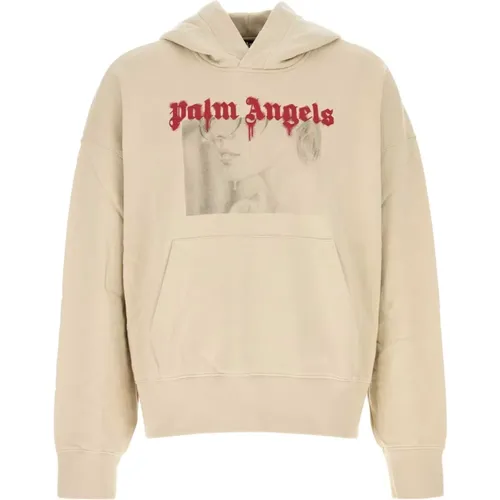 Oversize Sand Cotton Sweatshirt , male, Sizes: M - Palm Angels - Modalova